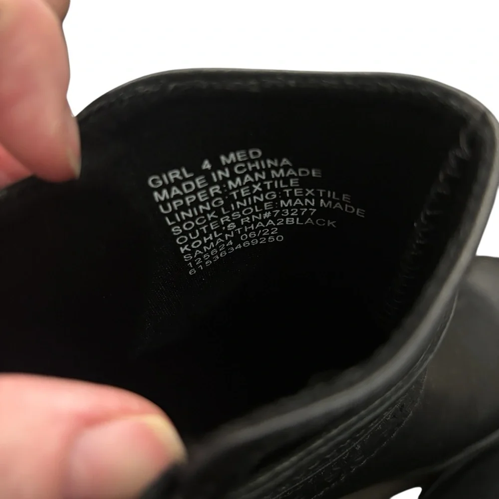 SO NWOB Samanthaa Girls' Ankle Boots Size 4 Kids Black Memory Foam